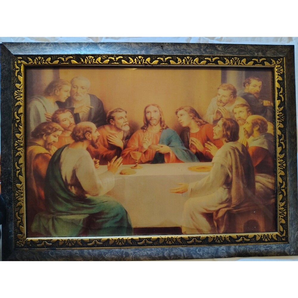 Christianity Last Supper Scene Framed Christian Religious Picture Print
